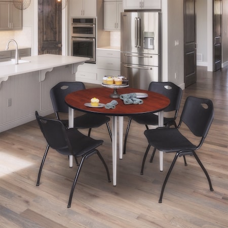 Regency Kahlo Round Table & Chair Sets, 48 W, 48 L, 29 H, Wood, Metal, Plastic Top, Cherry TPL48RNDCHCM47BK